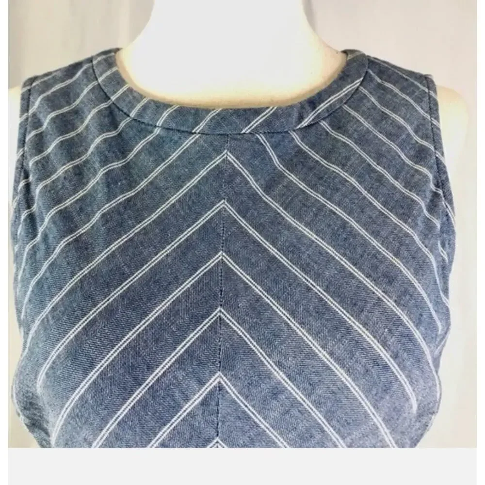 J.CREW J Crew ~ Size 4 CHAMBRAY STRIPE Sleeveless CROSS BACK Dress